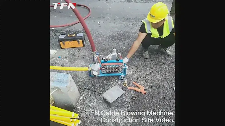 TFN Cable Blowing Machine Construction Site Video (A highway cable laying project in China)